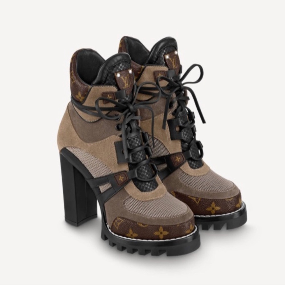 Louis Vuitton Monogram and Suede Star Trail Ankle Boot